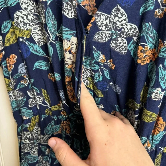 Angie Navy Floral Romper/Maxi Dress Size Large A48 - Picture 6 of 8